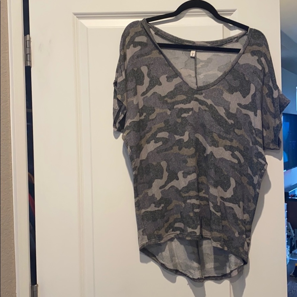 Express loose fitting sheer camo shirt size M